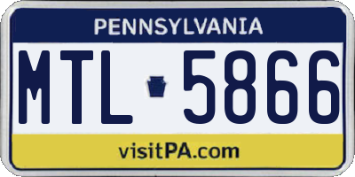 PA license plate MTL5866