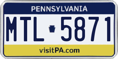 PA license plate MTL5871