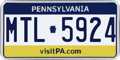 PA license plate MTL5924