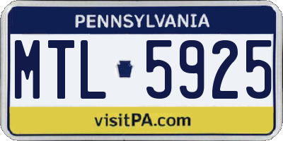 PA license plate MTL5925