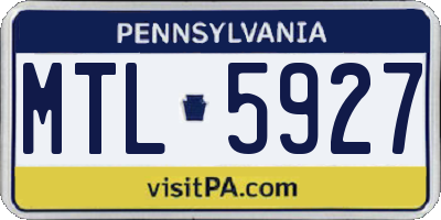 PA license plate MTL5927