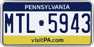 PA license plate MTL5943