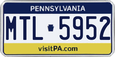 PA license plate MTL5952