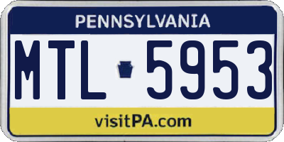 PA license plate MTL5953