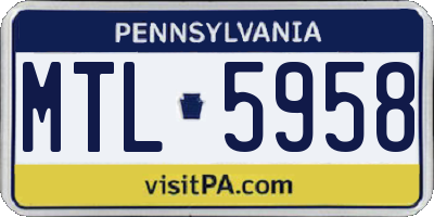 PA license plate MTL5958