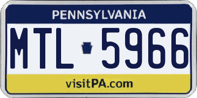 PA license plate MTL5966