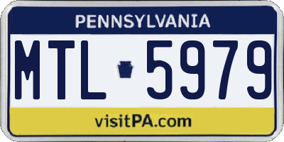 PA license plate MTL5979