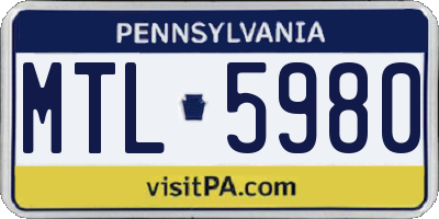 PA license plate MTL5980