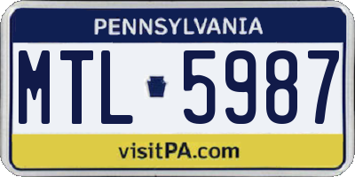 PA license plate MTL5987