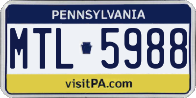 PA license plate MTL5988