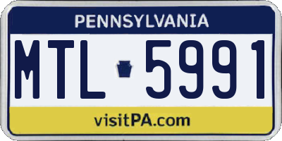 PA license plate MTL5991