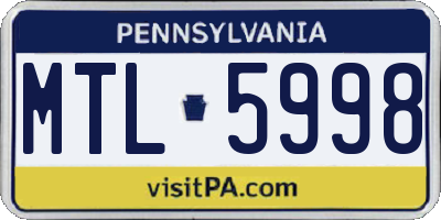 PA license plate MTL5998