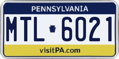 PA license plate MTL6021