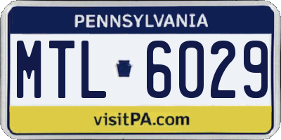 PA license plate MTL6029