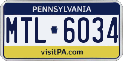 PA license plate MTL6034