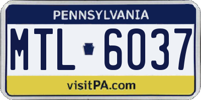 PA license plate MTL6037