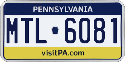 PA license plate MTL6081