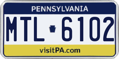 PA license plate MTL6102