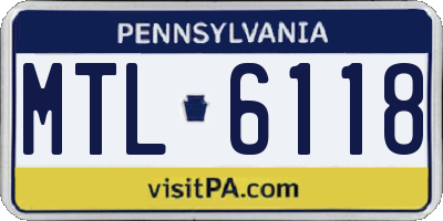 PA license plate MTL6118