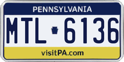 PA license plate MTL6136