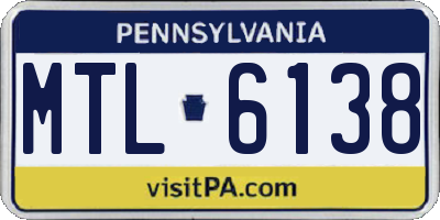 PA license plate MTL6138
