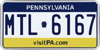 PA license plate MTL6167