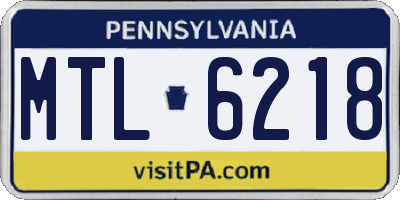PA license plate MTL6218
