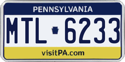PA license plate MTL6233