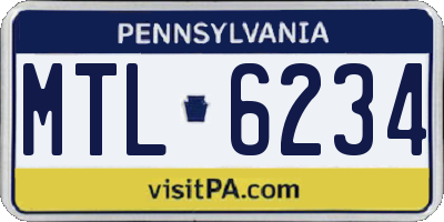 PA license plate MTL6234