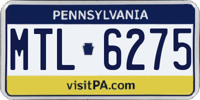 PA license plate MTL6275