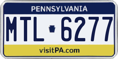 PA license plate MTL6277
