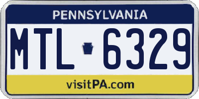 PA license plate MTL6329