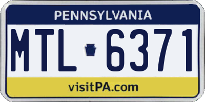 PA license plate MTL6371