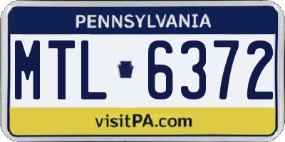 PA license plate MTL6372