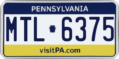 PA license plate MTL6375
