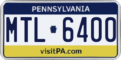 PA license plate MTL6400