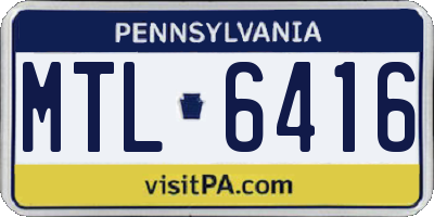 PA license plate MTL6416
