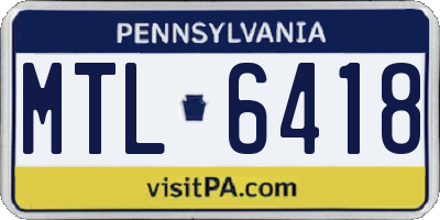 PA license plate MTL6418
