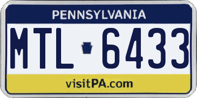 PA license plate MTL6433
