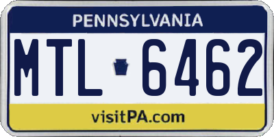 PA license plate MTL6462