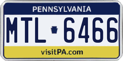 PA license plate MTL6466