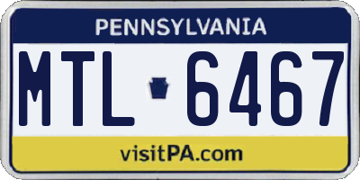 PA license plate MTL6467