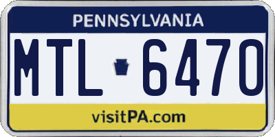PA license plate MTL6470