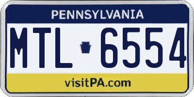 PA license plate MTL6554
