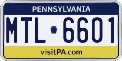 PA license plate MTL6601