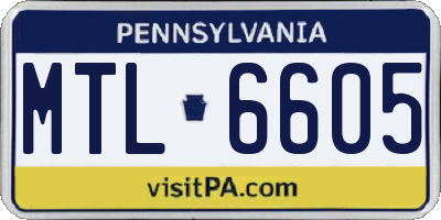 PA license plate MTL6605