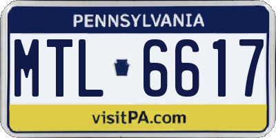 PA license plate MTL6617