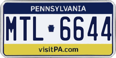 PA license plate MTL6644