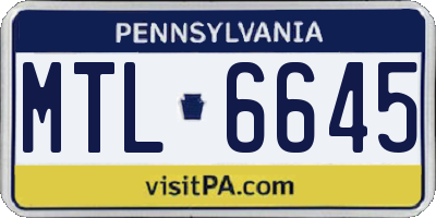 PA license plate MTL6645