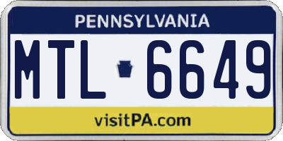 PA license plate MTL6649